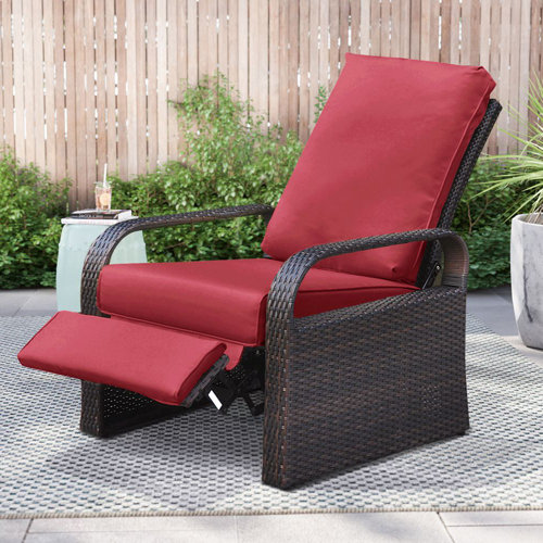 Latitude Run® Indoor/Outdoor Wicker Recliner Patio Chair with Cushions